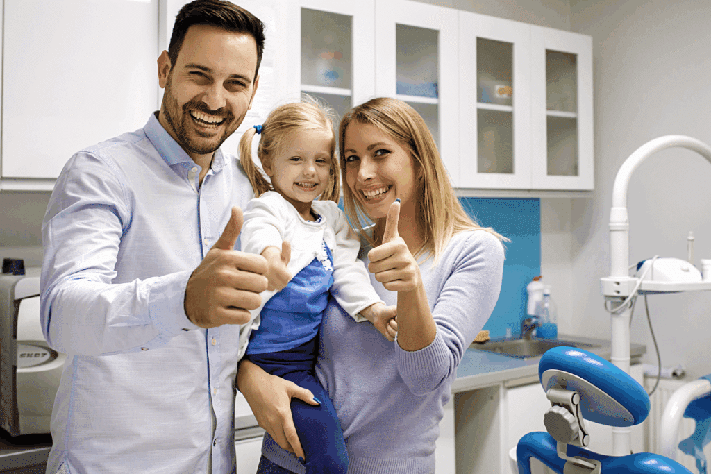 Family visiting a dental clinic
