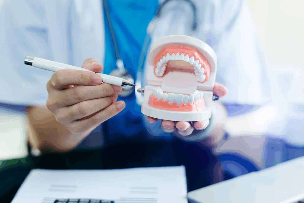 dentist holding a model of teeth near Redland Bay